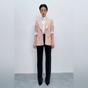 ZARA Textured Double Breasted Blazer